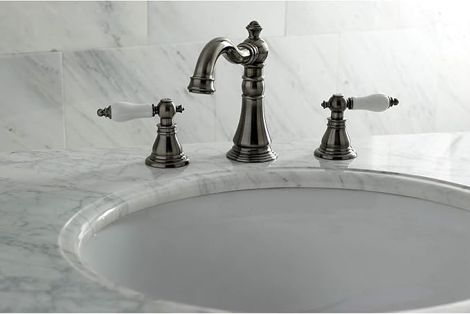 Fauceture FSC1974APL American Patriot Widespread Bathroom Faucet with Brass Pop-Up, Black Stainless