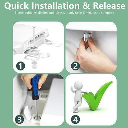 Toilet Seat Round Soft Close 2 PACK, Toilet lid Round Slow Close 16.5 inch, PP Material Safe and Easy Clean, Quick Installation & Never Loosen, Comfortable Ergonomic Design (White, 2 Pack)