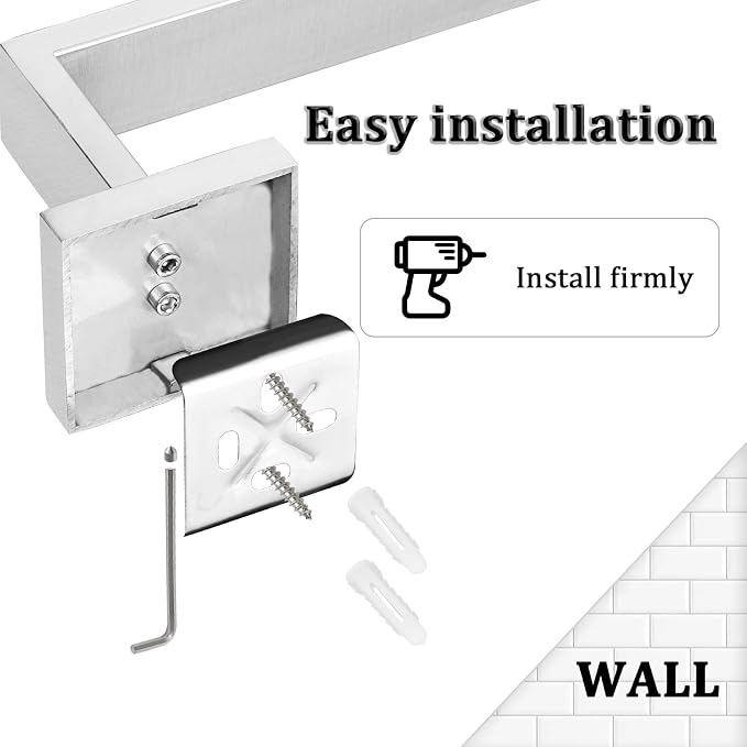 Alise Towel Bar Towel Racks for Bathroom Wall Mount 28 Inch,Brushed Nickel | SUS304 Stainless Steel Bathroom Towel Holder, Full Square Towel Rod Towel Hanger for Bathroom Lavatory Kitchen
