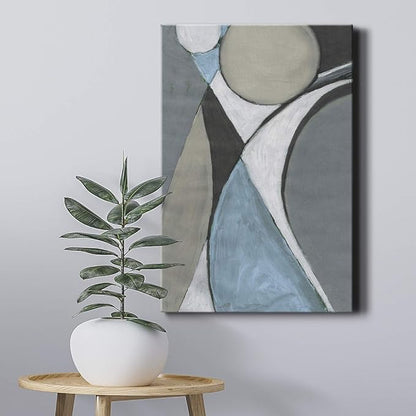 Renditions Gallery Canvas Abstract Wall Art Home Modern Decorations Paintings Blue Grey Soft Jewel Geometric Canvas Wall Hanging Artwork Prints for Bedroom Living Room Office - 12"x18" LT02