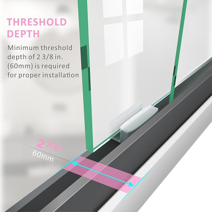 Shower Doors Glass Sliding 60 inches,56-60'' W x 72''H Matte Black Semi Frameless Bathroom Door,Double Sliding Shower Screen for Walk in with Clear SGCC/ANSI Tempered Glass Stainless Steel Handles