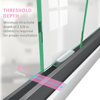 Semi-Frameless Glass Shower Door 50-54'' W x 72'' H with 4'' Adjustable Rail,Bathroom Double Sliding Door with 1/4'' Clear Tempered Glass,Matte Black 304 Stainless Steel Hardware