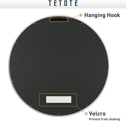 TETOTE Silver Round Mirror for Bathroom, 30 Inch Modern Circle Mirrors, Wall Mounted Brushed Silver Metal Framed Entryway Decorative Farmhouse Vanity Mirror