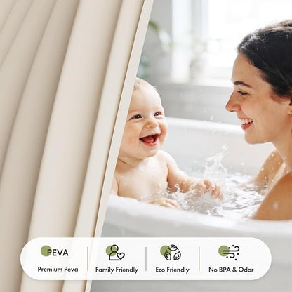 Bathway Shower Curtain Liner, Beige Shower Curtain Liner 72x72 PEVA Waterproof Shower Curtain Liner Plastic with 3 Magnets and 12 Rustproof Metal Grommets, Lightweight Shower Liner for Bathroom