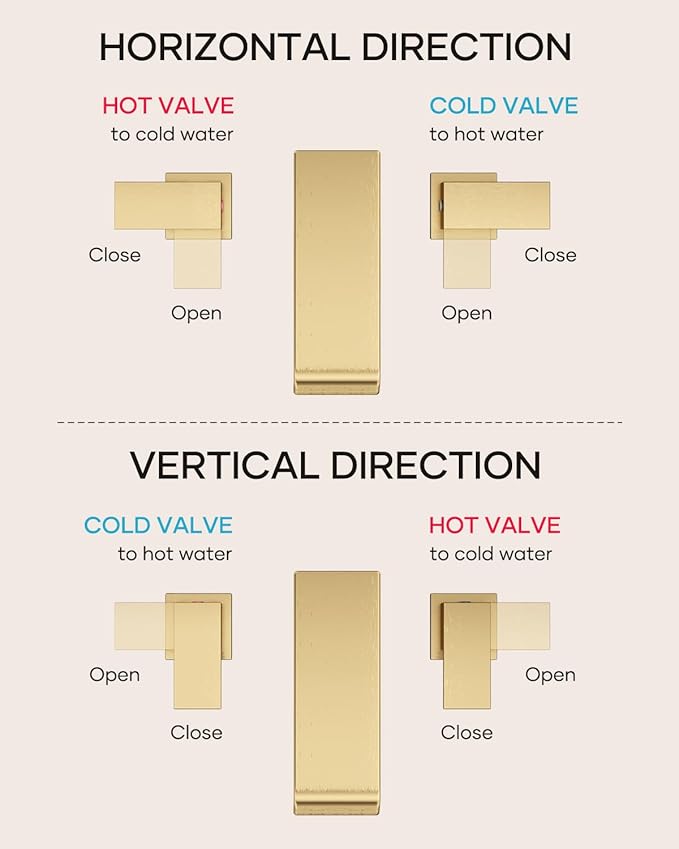 Waterfall Bathroom Faucet 3 Hole, Brushed Gold 8 Inch Widespread Modern 3 Piece Bathroom Sink Faucets & Parts, Touch On Lavatory Faucet for Bathroom Vanity
