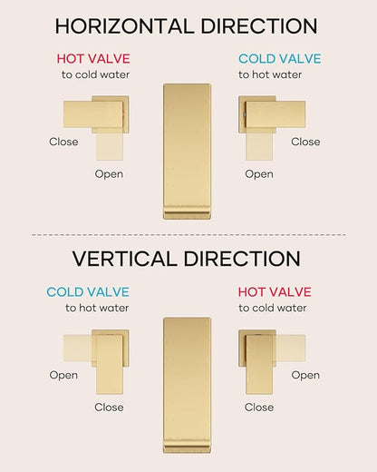 Waterfall Bathroom Faucet 3 Hole, Brushed Gold 8 Inch Widespread Modern 3 Piece Bathroom Sink Faucets & Parts, Touch On Lavatory Faucet for Bathroom Vanity