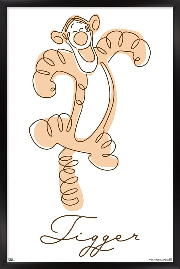 Trends International Disney Simple Moments Line Art - Tigger Wall Poster, 22.4L x 14.7W, Black Framed Version
