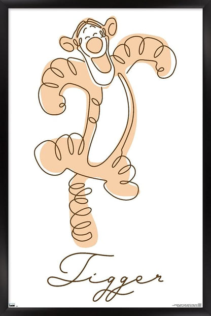 Trends International Disney Simple Moments Line Art - Tigger Wall Poster, 22.4L x 14.7W, Black Framed Version