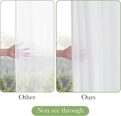 KGORGE Non See Through Sheer Shower Curtain for Bathroom, Privacy Button Hole Waterproof Lightweight Shower Curtains for Bathtub Hotel Washable, White, 72 x 72 inches Long, 1 Panel, Hooks Included