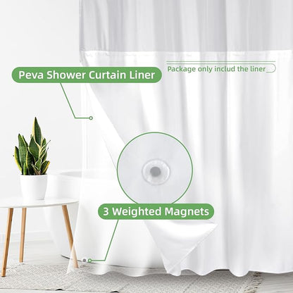 eachope 1 Pack PEVA Snap-in Shower Curtain Liner Replacement,Compatible with No Hook Shower Curtain with Snap in Liner, Removable & Water-Repellent,Machine Washable,70x54,Frost