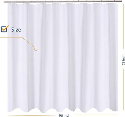 N&Y HOME Fabric Shower Curtain Liner 96 x 78 inch XL Size, Hotel Quality, Washable, Water Repellent, White Bathroom Curtains with Grommets, 96x78