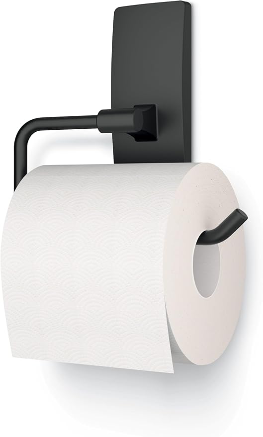 Command Toilet Paper Holder Matte Black with Water Resistant Command Strips, Rust Resistant Bathroom Organizer