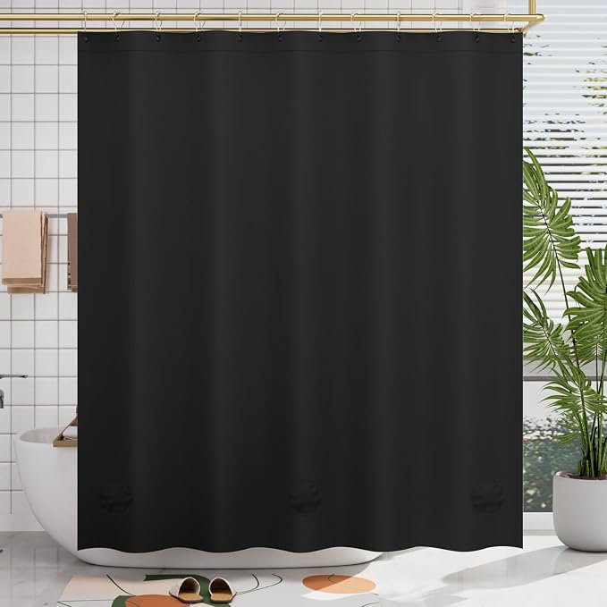 AmazerBath Black Shower Curtain Liner Plastic 78 Inches Long, Premium PEVA Shower Curtain Long Heavy Duty 8G, Weighted Shower Curtains for Bathroom with 3 Big Stones and 12 Grommets, 72x78 Inches