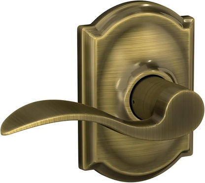 SCHLAGE Accent Lever with Camelot Trim Hall and Closet Lock in Antique Brass - F10 ACC 609 CAM