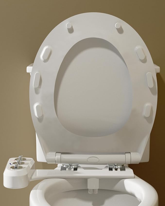 Hibbent 10 pieces Toilet Seat Bumpers for Bidet Attachment, Strong Adhesive with 2 Thickness TPE Pads(2 Heights), Universal Buffer Toilet Lid Rubber Bumpers, White