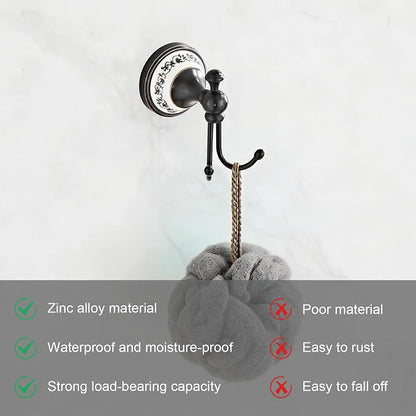 Double Wall Mounted Coat Hooks for Hanging Towels, Clothes & Robes | Metal Double Hooks, Antique Black Horn-Shaped Curved Towel Hooks YIGUANXIN