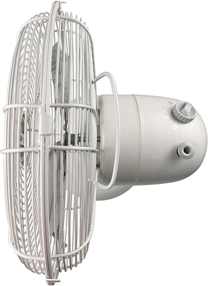 Good Housekeeping 92602 All-Metal 12" Retro Desk Office Table Fan with Wide Oscillation, 3-Speed Settings & Carrying Handle, Matte White
