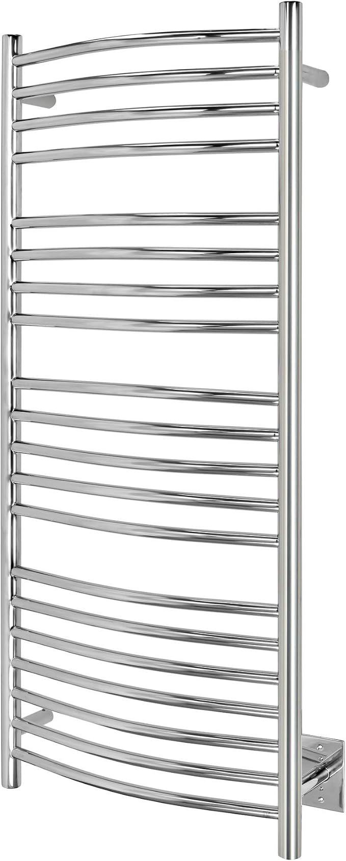 WarmlyYours Bellagio Heated Towel Rack, 20 Bars, Polished Steel | Wall-mounted hardwired 255W towel warmer, 870 BTU/hr, warm dry towels in 15-20 minutes, 304 stainless steel