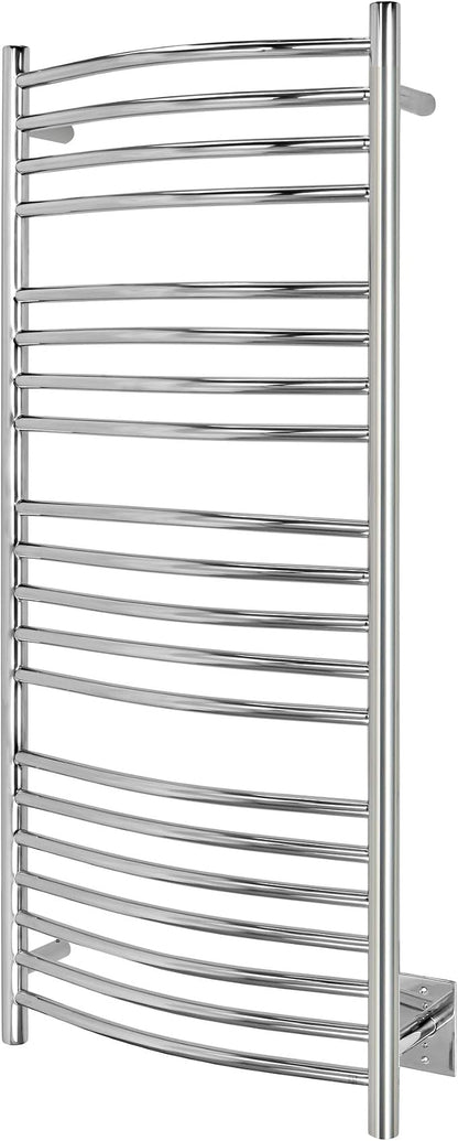 WarmlyYours Bellagio Heated Towel Rack, 20 Bars, Polished Steel | Wall-mounted hardwired 255W towel warmer, 870 BTU/hr, warm dry towels in 15-20 minutes, 304 stainless steel
