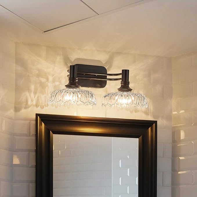 Modern Wall Sconce 2-Light Bathroom Vanity Lights Matte Black Bedroom Light Fixtures in Door Lighting Fixture for Living Room Hallway Corridor