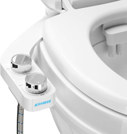 Kohree RV Bidet for Camper RV Toilet, Non Electric Bidet Attachment | for RV Toilet Seat with Water Pressure Controls, Retractable Self-Cleaning Dual Nozzles & Modes for Rear and Feminine Wash