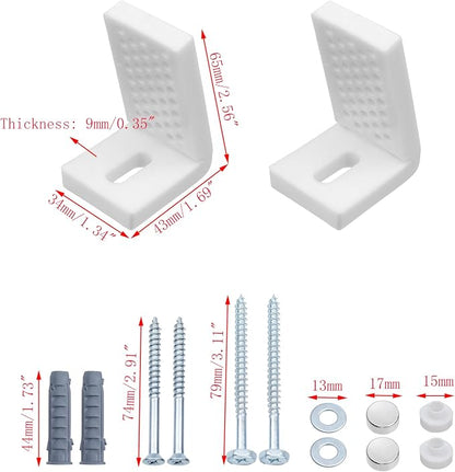 2 Set Toilet Seat Bolts, Large Size | Plastic L-Shaped Mounting Bracket with Screws, Toilet Seat Screws, Bathroom Replacement Parts Accessories