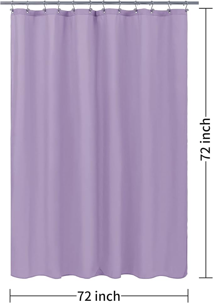 ALYVIA SPRING Waterproof Fabric Shower Curtain Liner Lavender Purple, 72x72 | 3 Magnets, Soft Cloth & Hotel Quality, Machine Washable, Light-Weight, Standard Size