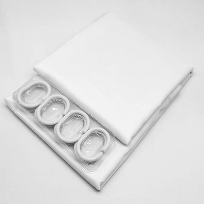 White (72x72 Inches) Fabric Shower Curtain Liners Hotel Quality Machine Washable Bath Bathroom w/12pcs Hooks