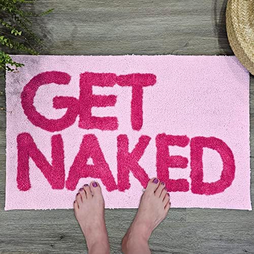 New Mungo Get Naked Bath Mat Pink - Hot Pink Bathroom Rug, 31" x 20"