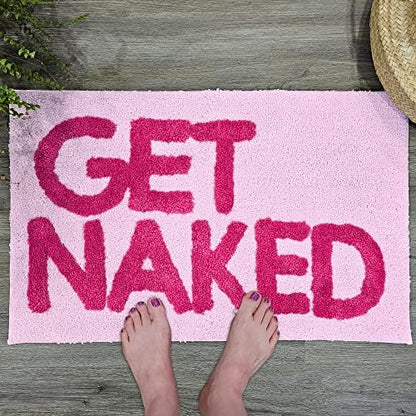 New Mungo Get Naked Bath Mat Pink - Hot Pink Bathroom Rug, 31" x 20"