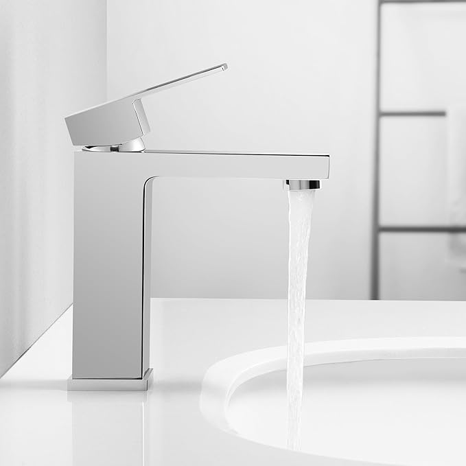 KES Chrome Bathroom Sink Faucet Single Hole Bathroom Faucets Single Handle for Modern Washroom Vanity RV Farmhouse Sink cUPC Certified Lead-Free, L3120ALFF12-CH