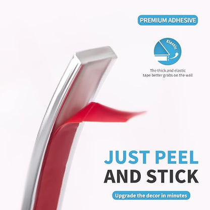 Art3d 10 ft Peel and Stick Flexible Vinyl Molding Trim, Stainless Steel | Durable, Waterproof, Oil-Proof, Superior Adhesive, Useful, Easy to Clean, Ideal for Mirror Edges, Accent Walls, Backsplashes