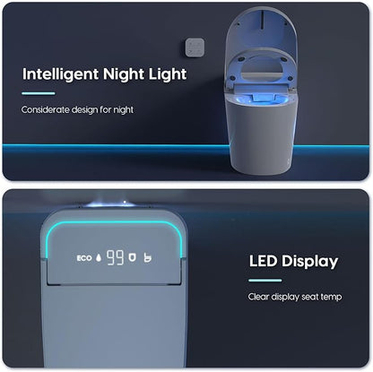 Glendan Smart Toilet Auto Flush: Dual Flush with Remote - 3 Adjustable Heated One Piece Toilet for Bathrooms - Electric Modern Tankless Toilet with Night Lights - Pre-Wetting Slow Close Seat & Lid
