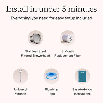 High Pressure 20-Stage Filtered Shower Head for Hard Water | Removes chlorine & heavy metals for healthier hair & skin; dermatologist-formulated water softener shower head filter