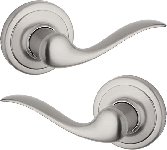 Kwikset Tustin Interior Passage Door Handle, Lever For Closet and Hallway Doors, Reversible Non-Locking Handle Lever, Satin Nickel, with Microban Protection