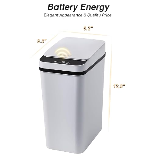 FRESHLIX Bathroom Trash Can 2.6 Gallon Automatic Small Garbage Can with Lid, Slim Motion Sensor Plastic Narrow Trash Bin for Bedroom, Kitchen, Office (A-Basic Battery Supply-Grey, 1 Pack(2.6 Gallon))