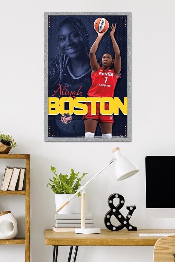 Trends International WNBA Indiana Fever - Aliyah Boston 25 Wall Poster, 34L x 22.4W, Gray Framed Version
