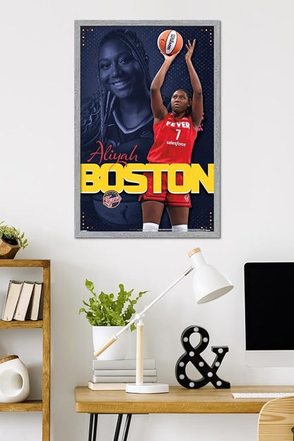 Trends International WNBA Indiana Fever - Aliyah Boston 25 Wall Poster, 34L x 22.4W, Gray Framed Version