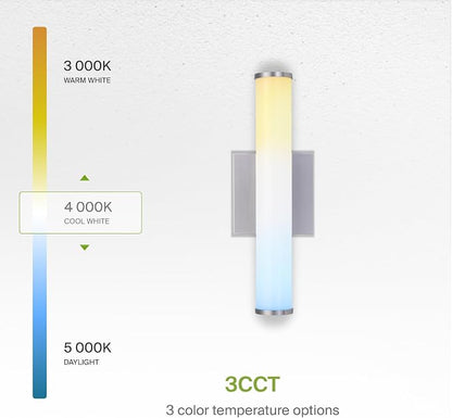 ASD 18" LED Linear Vanity Light Fixture, Modern Bathroom Sconce — 3 Color 3000K-5000K, Dimmable, 20W 1500LM, Energy Star & ETL Listed — Over Mirror Makeup Bar for Bedroom, Cabinets — Nickel, 2 Pack