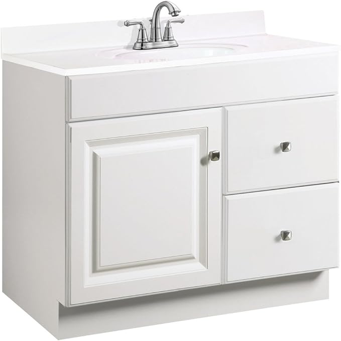 Design House Wyndham 36-Inch Bathroom Vanity Cabinet, Ready to Assemble, White, 597229