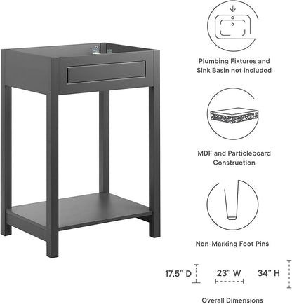 Modway Altura 24" Bathroom Vanity Cabinet (Sink Basin Not Included), 24 Inch, Gray