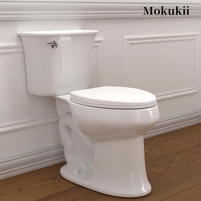 Heavy-Duty Premium Round Toilet Seat, Soft Close Quiet & Slow, Metal Hinges with Quick-Attach Hardware, Durable, Easy to Clean, Fits Standard Round Toilets (16.5″), White