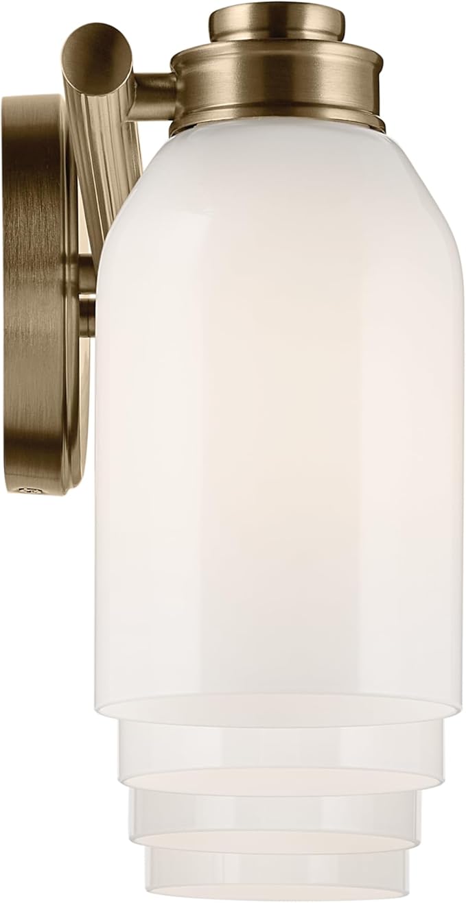 Kichler Shae 32.25" 4-Light Vanity Light with White Opal Glass in Champagne Bronze, for Bathroom Vanity, Powder Room, Over a Mirror, (32.25" W x 9" H), 55203CPZ