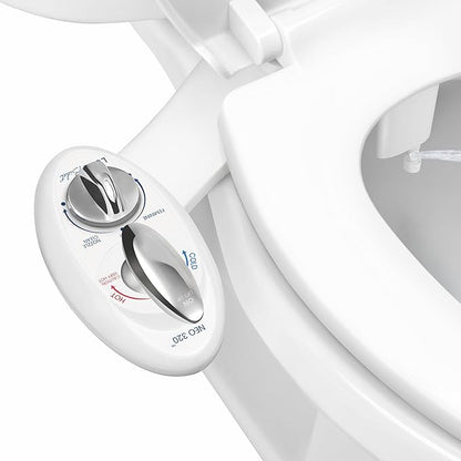 LUXE Bidet NEO 320 - Warm Water Bidet Attachment for Toilet Seat, White | Non-Electric, Warm Water, Dual Nozzle, Self-Cleaning, Adjustable Water Pressure, Rear & Feminine Wash