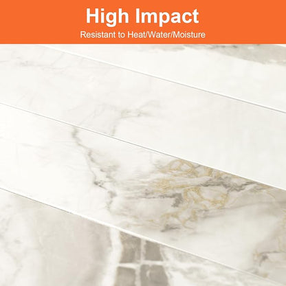 80-Piece Polished Marble Thick PVC Peel and Stick Backsplash, 2" x 8" Waterproof Subway Tile Peel and Stick Wall Tiles for Kitchen and Bathroom