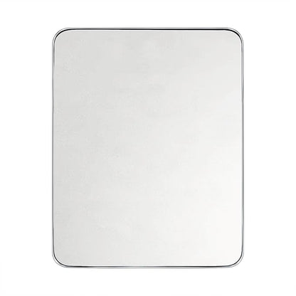 GRACTO 24x30'' Polished Nickel Metal Framed Bathroom Mirror for Wall in Stainless Steel Rounded Rectangular Bathroom Vanity Mirrors Wall Mounted