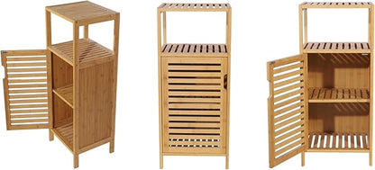 Bamboo Bathroom Storage Cabinet, Freestanding Floor Cabinet with Single Door for Living Room, Bedroom, Hallway, Kitchen