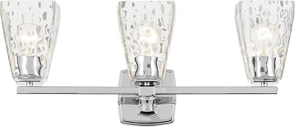 Kichler Marant 21.25" 3-Light Vanity Light with Clear Water Glass in Chrome, for Bathroom, Powder Room, Over a Mirror, (21.25" W x 9.5" H), 55216CHWTR