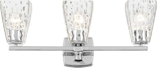 Kichler Marant 21.25" 3-Light Vanity Light with Clear Water Glass in Chrome, for Bathroom, Powder Room, Over a Mirror, (21.25" W x 9.5" H), 55216CHWTR