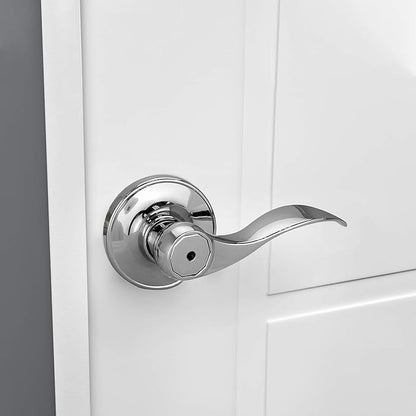Design House Springdale Polished Chrome Door Handle - Privacy Door Levers for Bedrooms and Bathrooms, Interior Door Handles, 779009